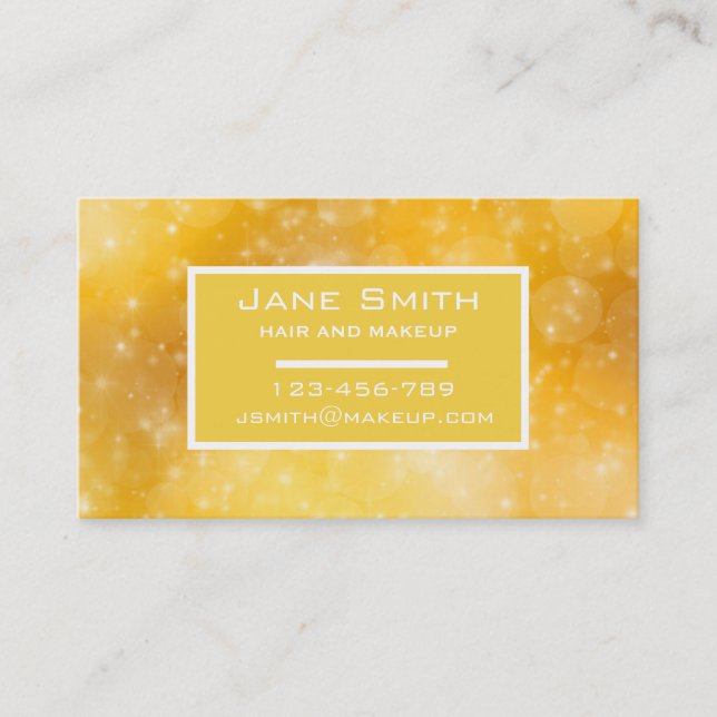 Stylish hair and makeup glam gold business business card (Front)