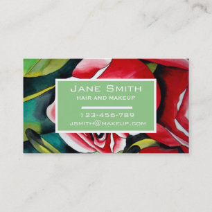 Stylish hair and makeup watercolor floral business card