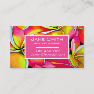 Stylish hair and makeup watercolor floral business card