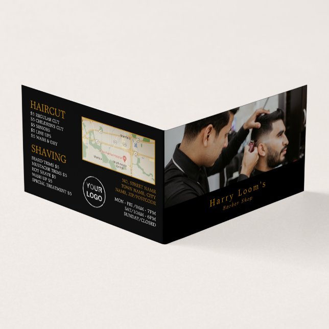 Stylish Hair Cut, Men's Barbers, Loyalty Card, Business Card (Outside)
