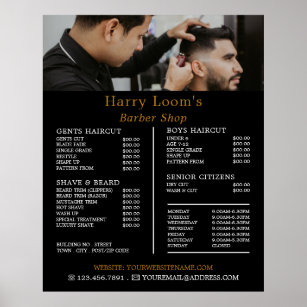 Stylish Hair Cut, Men's Barbers Price List Poster