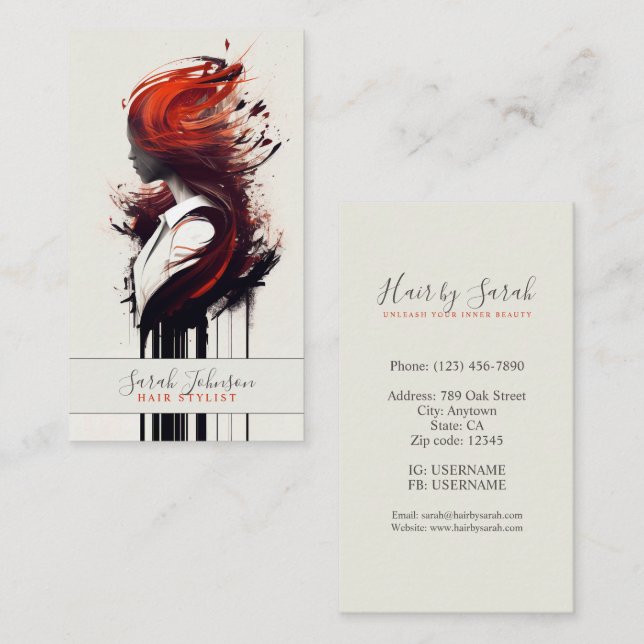 Stylish Hair Stylist Business Card (Front/Back)