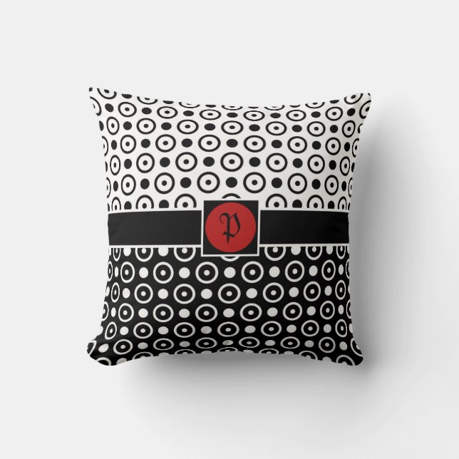 Stylish Half Black Half White polka dots Cushion (Front)