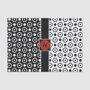 Stylish Half Black Half White polka dots monogram Tissue Paper