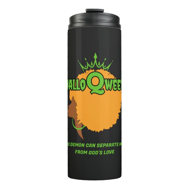 Stylish HALLOQWEEN Afro Queen Halloween Thermal Tumbler (Front)