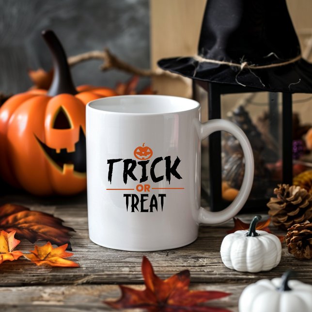 Stylish Halloween "Trick Or Treat" Print Coffee Mug (Stylish Halloween "Trick Or Treat" Print Coffee Mug)