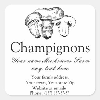 Stylish hand drawn Champignons Mushrooms Sticker
