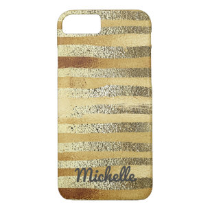 Stylish hand drawn gold striped personalised iPhone 8/7 case