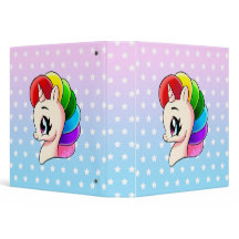 Stylish Hand Drawn Rainbow Unicorn 1.5” Binder