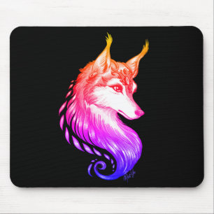 Stylish Hand Drawn Wolf Comfy Sunset Mouse Pad