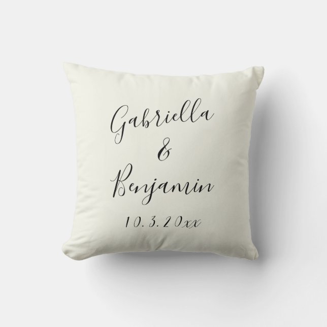 Stylish Hand Lettered Couple Names Wedding Custom Cushion (Front)