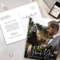 Stylish Hand Lettered Wedding 2 Photo Thank You 