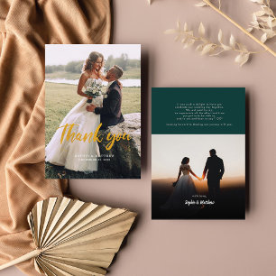 Stylish Hand-Lettered Wedding Photo Thank You Card