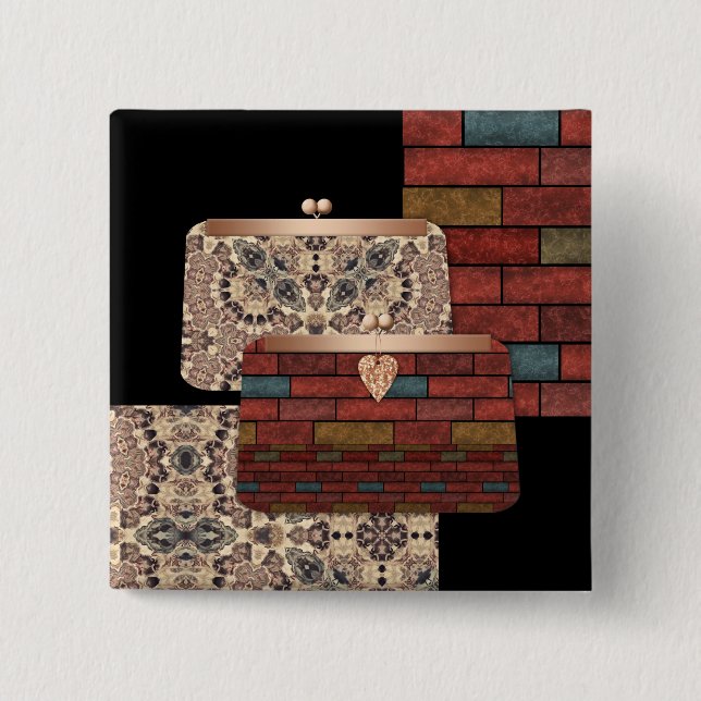 Stylish handbags 15 cm square badge (Front)