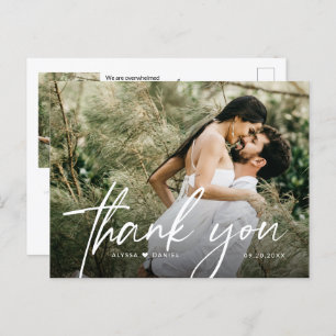 Stylish handlettering script wedding photos postcard