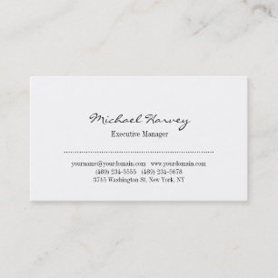 Stylish Handwriting Plain Black & White Classical Business Card