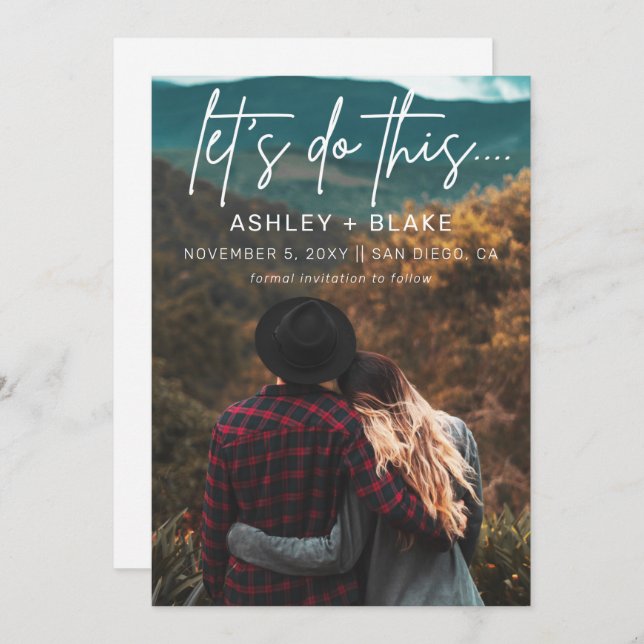 Stylish Handwritten Calligraphy Save the Date (Front/Back)