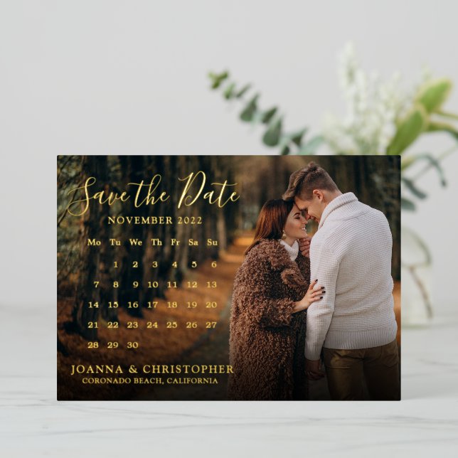 ‌‌‌‌‌‌Stylish handwritten Photo Save the Date (Standing Front)