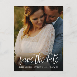 Stylish Handwritten Photo Save the Date Postcard