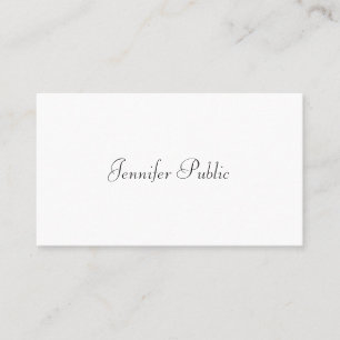 Stylish Handwritten Script Modern Sleek White Cool Business Card