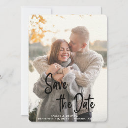 Stylish Handwritten Script Personalised Photo Save The Date
