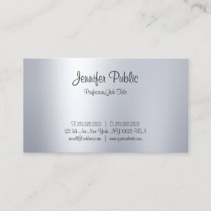 Stylish Handwritten Script Silver Look Minimalist Business Card