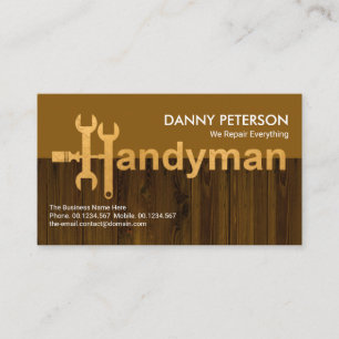 Stylish Handyman Motif Timber Fence Contractor Business Card