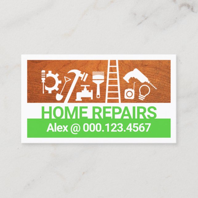 Stylish Handyman Signage Master Builder Business Card (Front)