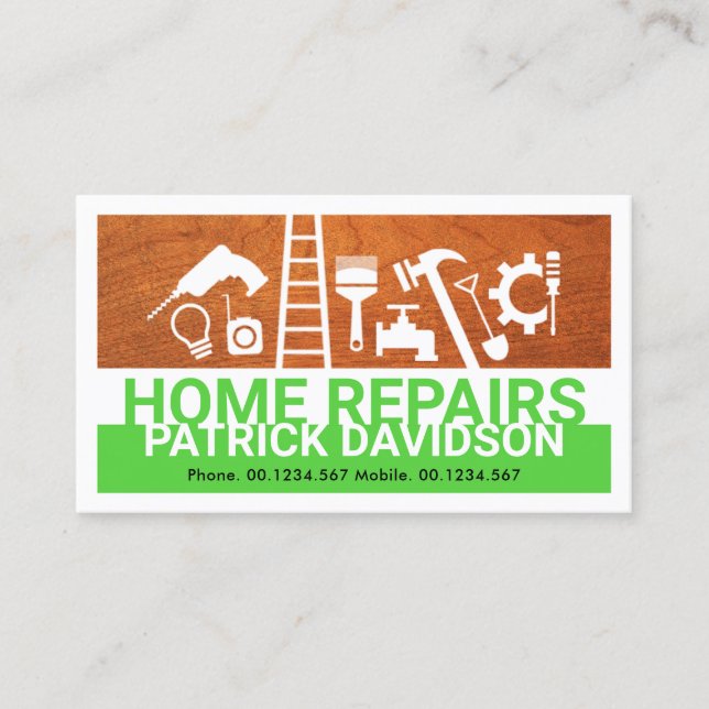 Stylish Handyman Signage Master Builder Business Card (Front)