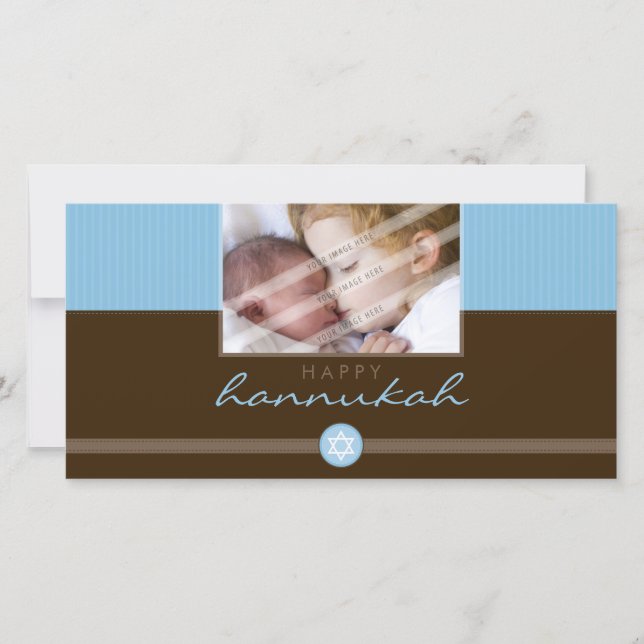 STYLISH HANNUKAH PHOTOCARD :: stripedstitch 1L Holiday Card (Front)