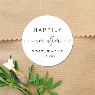 Stylish Happily Ever After Wedding Classic Round Sticker