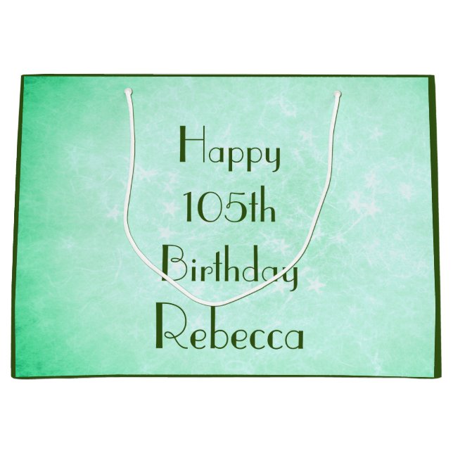 Stylish Happy 105th Birthday design Large Gift Bag (Front)