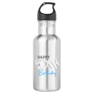 Stylish Happy 50th Birthday Typography 532 Ml Water Bottle