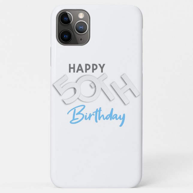 Stylish Happy 50th Birthday Typography Case-Mate iPhone Case (Back)