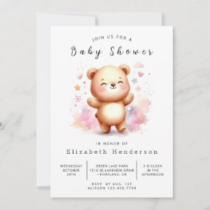 Stylish Happy Bear Baby Shower Invitation