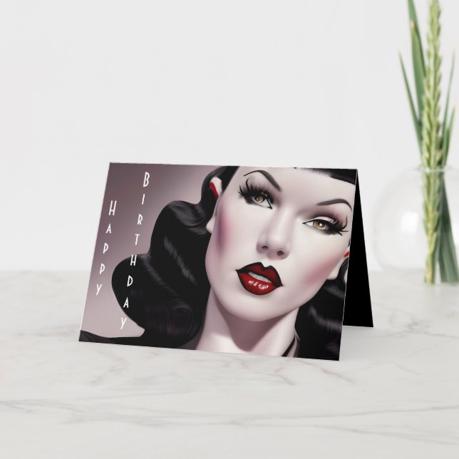 Stylish Happy Birthday Gothic Girl Birthday  Card (Front)