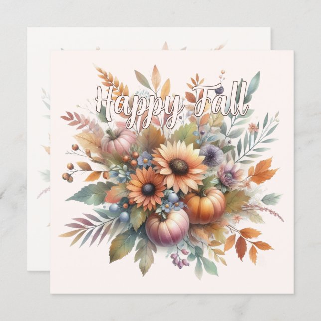 Stylish Happy Fall Pumpkin Flower Bouquet Motif (Front/Back)