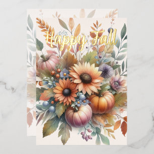 Stylish Happy Fall Pumpkin Flower Bouquet Motif