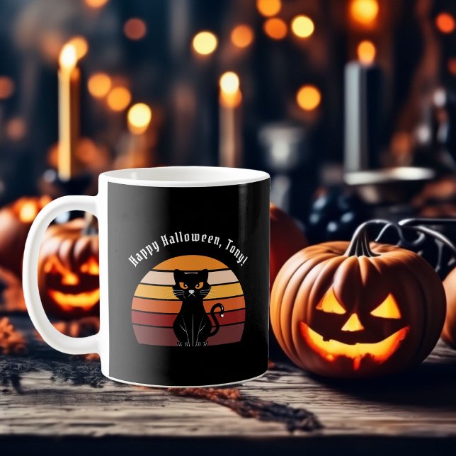 Stylish Happy Halloween Black Cat Print Coffee Mug (Stylish Happy Halloween Black Cat Print Coffee Mug)