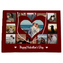 Stylish Happy Valentine XO Photo Collage Red Large