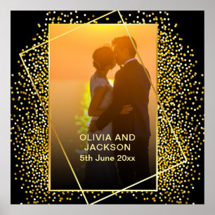 Stylish Happy Valentine's Gold Glitter Poster