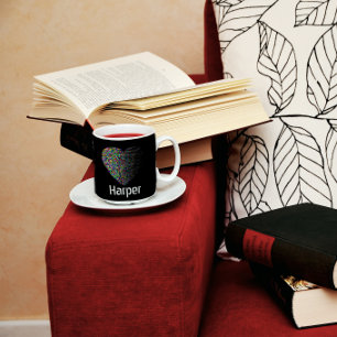Stylish heart name black Two-Tone Coffee Mug