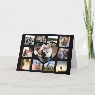 Stylish Heart Photo Collage Valentines Holiday Card