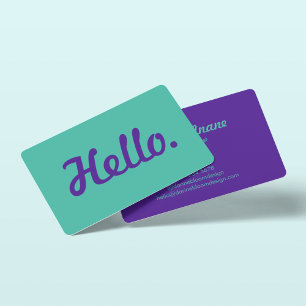 Stylish Hello Hi Casual Typography Purple Trendy Business Card