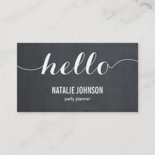 Stylish Hello Modern Business Card - Chalkboard
