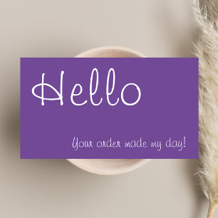 Stylish Hello Purple & White Discount Thank You  Card
