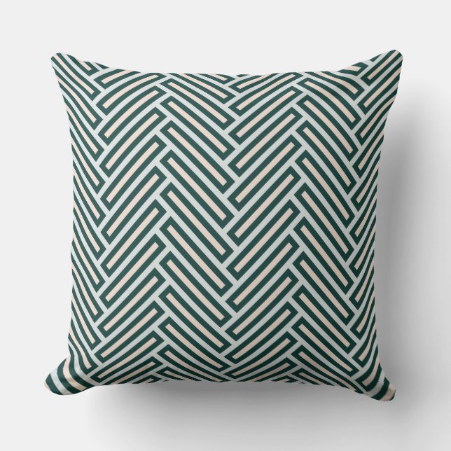 Stylish HerringBone Green Pink Blue Cushion (Front)