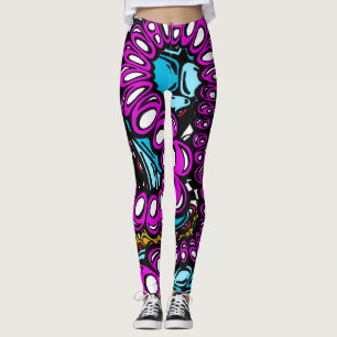 Stylish High Fashion Purple Blue Abstract Design Leggings