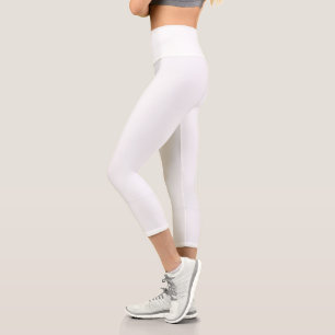 Stylish High Waist White Capri Leggings for Active