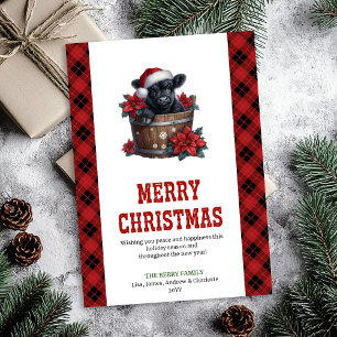 Stylish highland cow Christmas card editable tag